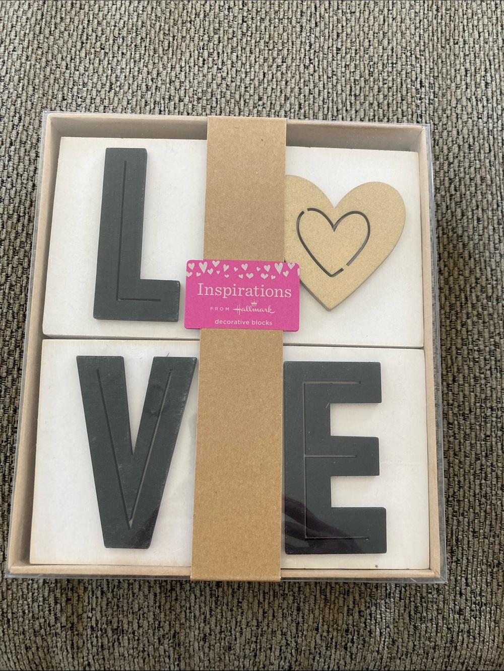 Hallmark Inspirations LOVE Wall Blocks - Black and Kraft Heart